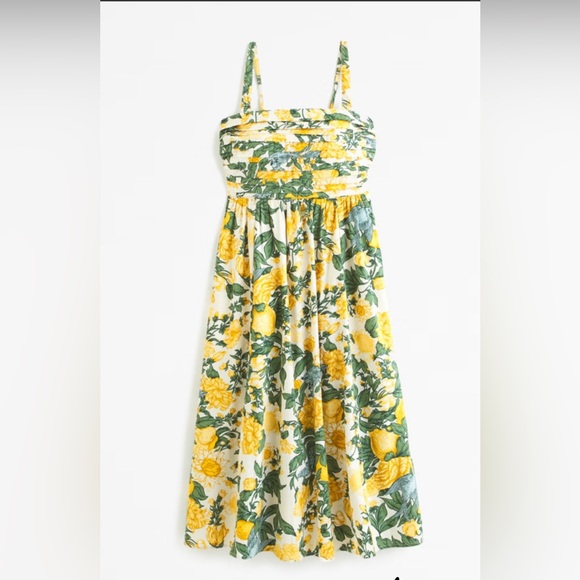 Abercrombie & Fitch Dresses & Skirts - Abercrombie & Fitch Yellow Floral Midi Dress with Green Leaves